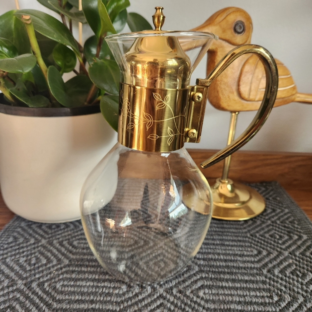Vintage Gold Carafe with Lid